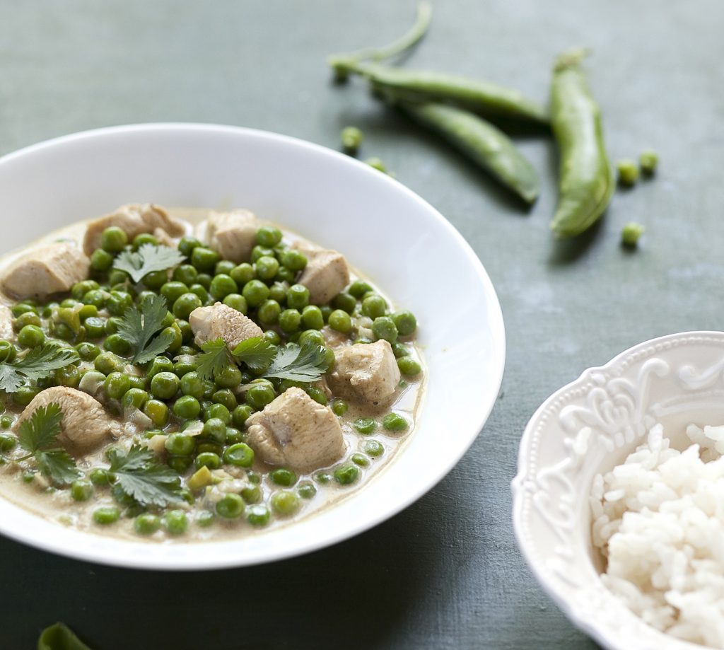 zöldborsós étel csirke curry recept