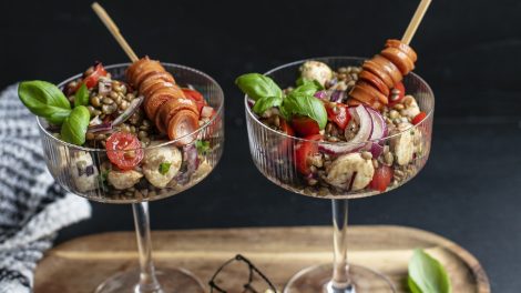 szilveszteri lencsés virslisaláta recept