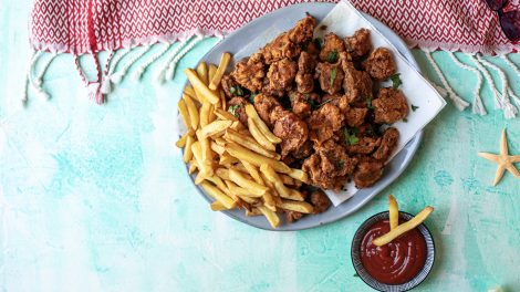 Paprikás fish & chips (800 Ft egy adag)