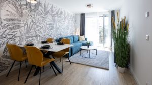 pasztell színekben berendezett lakás belső