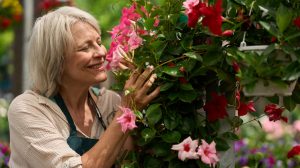 tölcsérjázmint szagol egy idősebb nő