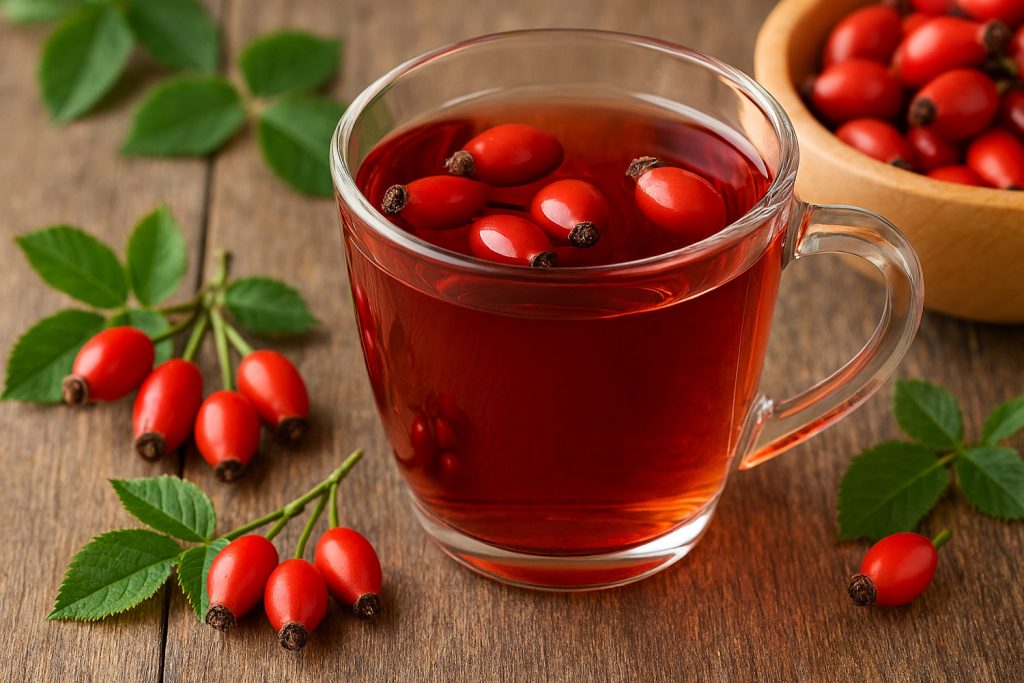 csipkebogyó ázik vízben csipkebogyó teához
