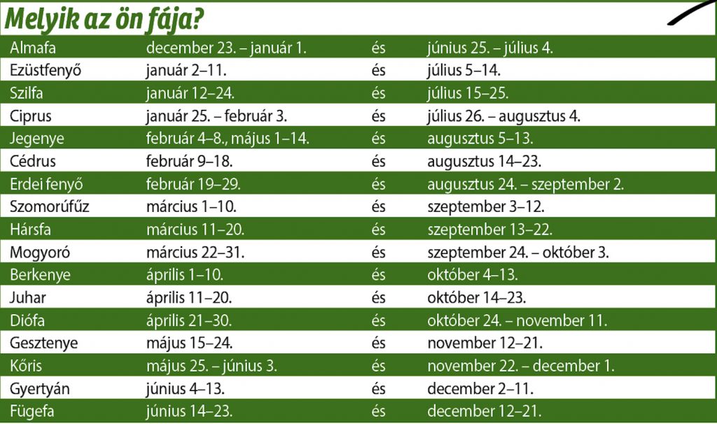 kelta fahoroszkóp 2026