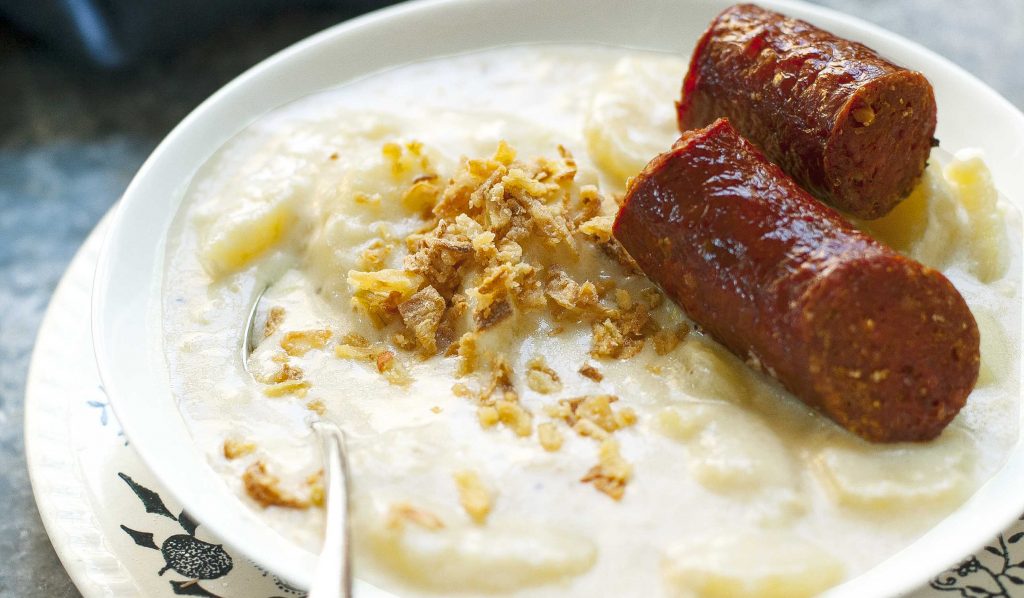 Krumplifőzelék pirított hagymával