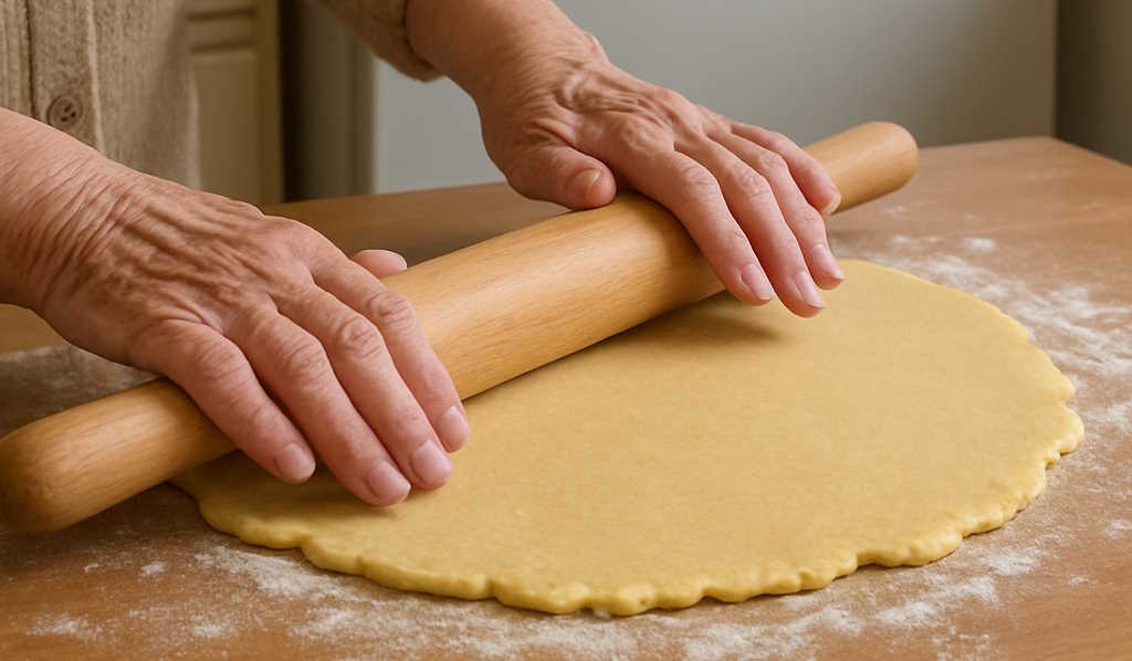 nagymama tésztát nyújt