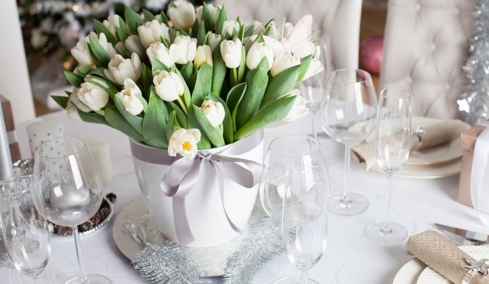 fehér tulipán karácsonyi dekoráció