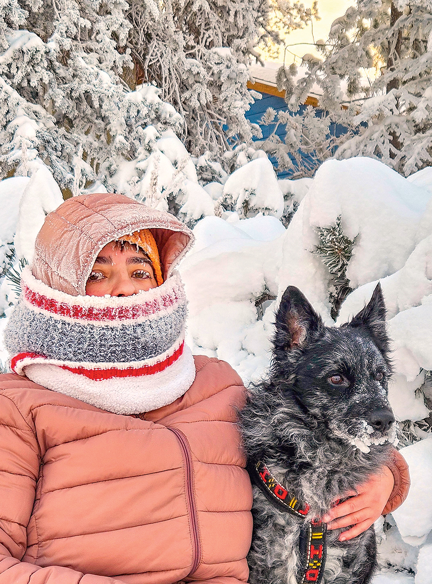 Lendvai Renáta és kutyája Yukonban