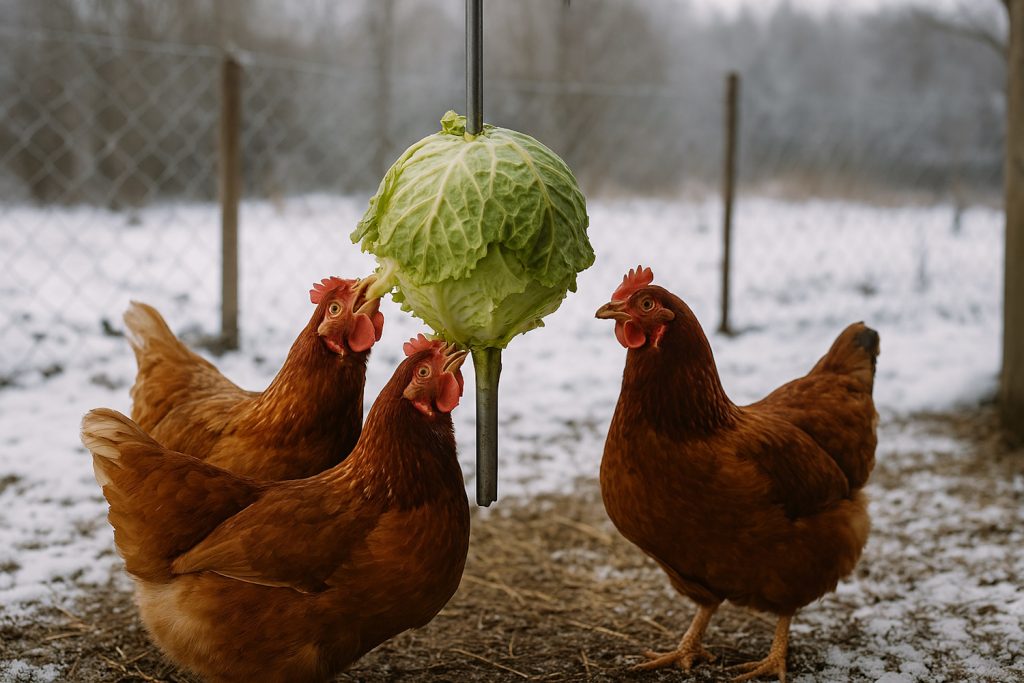 csirkék káposztát esznek télen