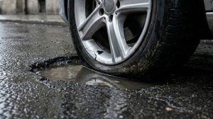 kátyúba ment az autó kátyúkárt szenvedett