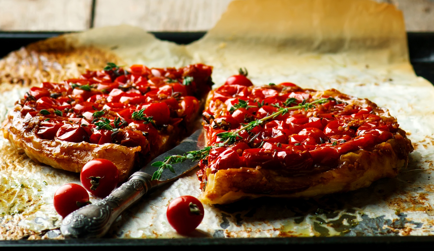 kifordított paradicsomos pizza tarte tatin