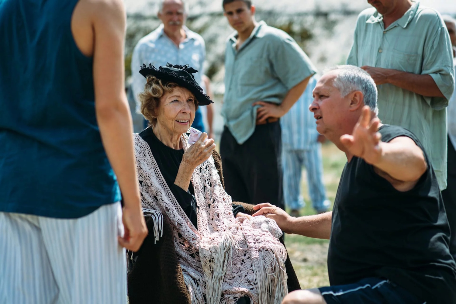 Schubert Éva egy film forgatáson