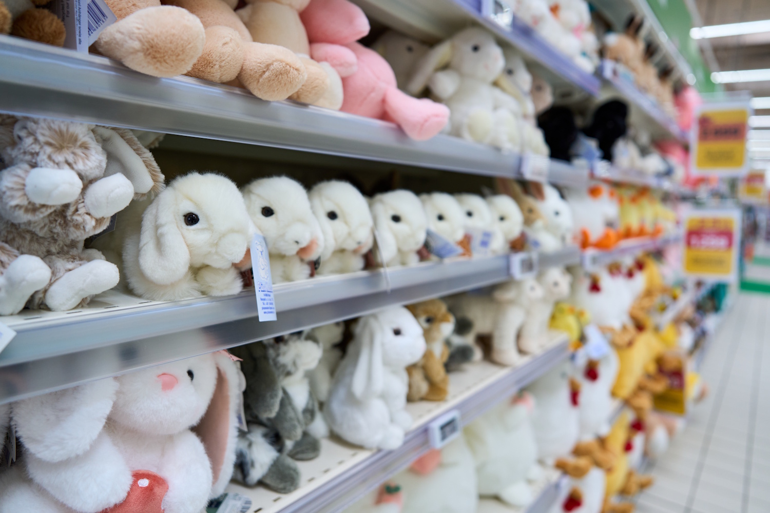 Auchan áruház, plüss állatok