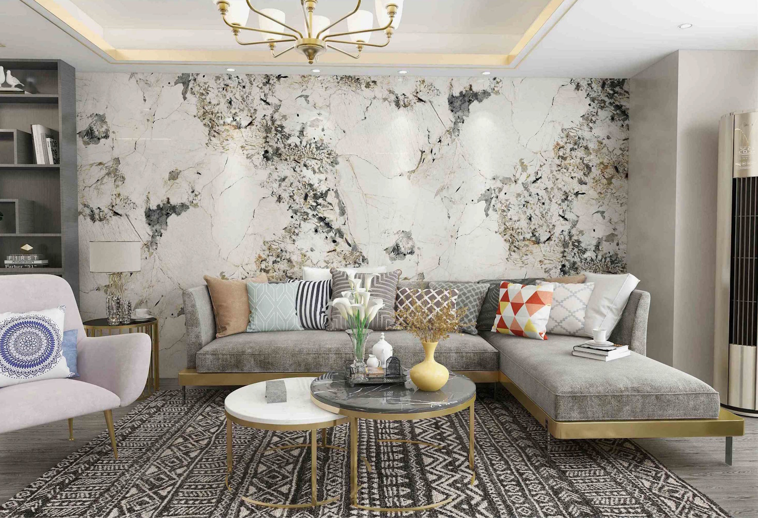 faldekoráció falpanel világos márvány hatású fényes