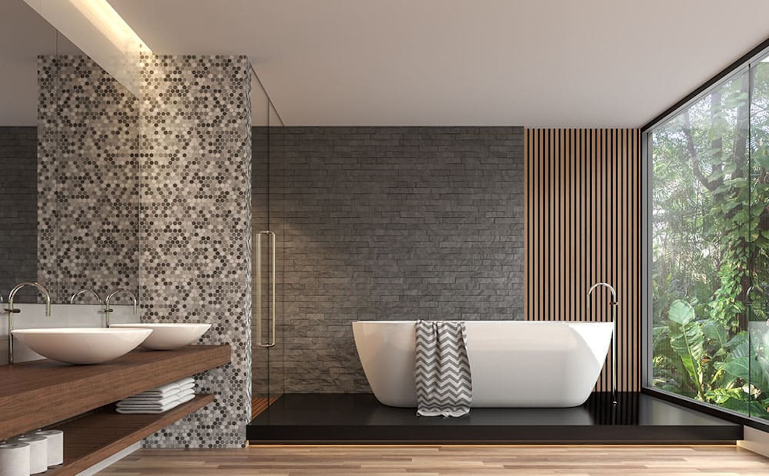 faldekoráció falpanel fürdőszobában