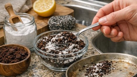 szódabikabóna és kávézacc összekeverve takarításhoz