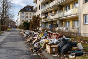 lomtalanítás hulladék a járda szélén