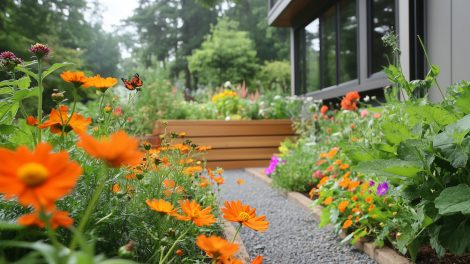 magaságyásban gyönyörű virágok