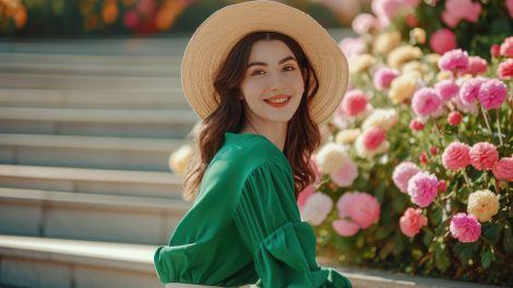 Egy lány zöld felsőben