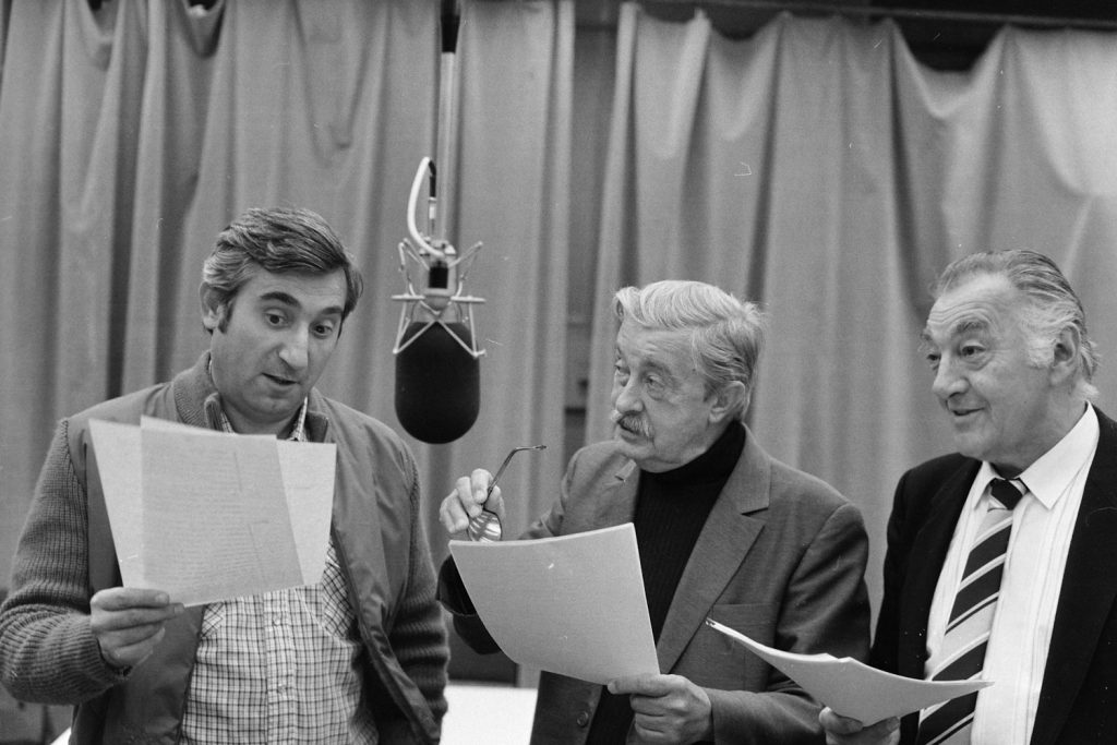 1984.: a Magyar Rádió stúdiója, Szilágyi Tibor, Mensáros László, Sinkovits Imre