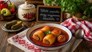 magyar töltött paprika tányérban