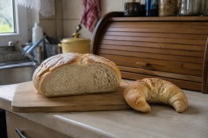 szikkadt kenyér és kifli a konyhában