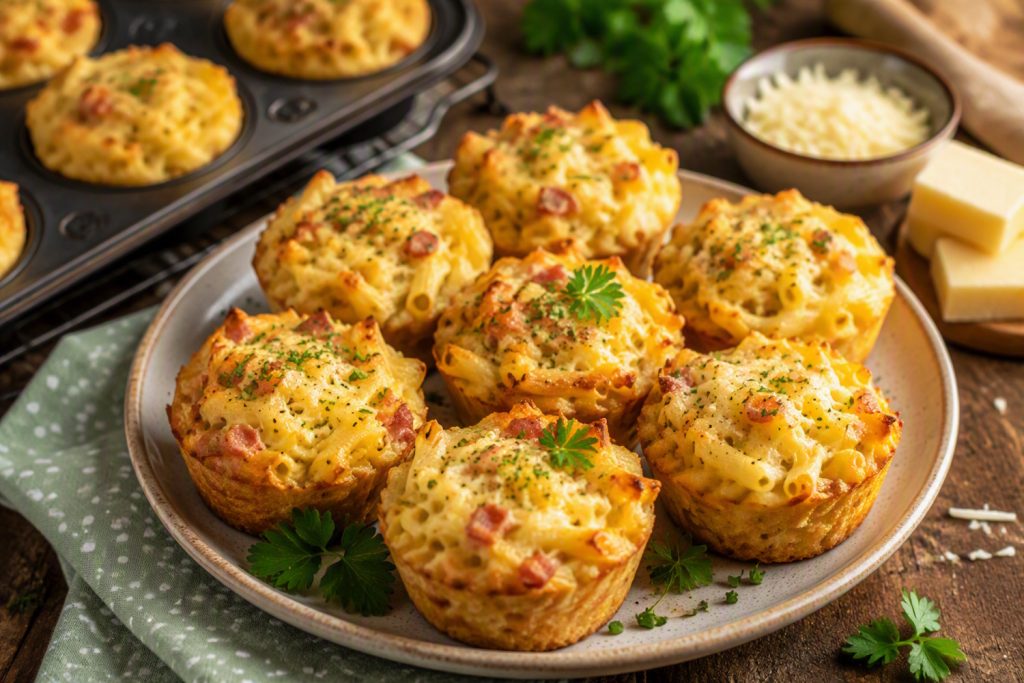 maradék főtt tésztából készült sajtos muffin
