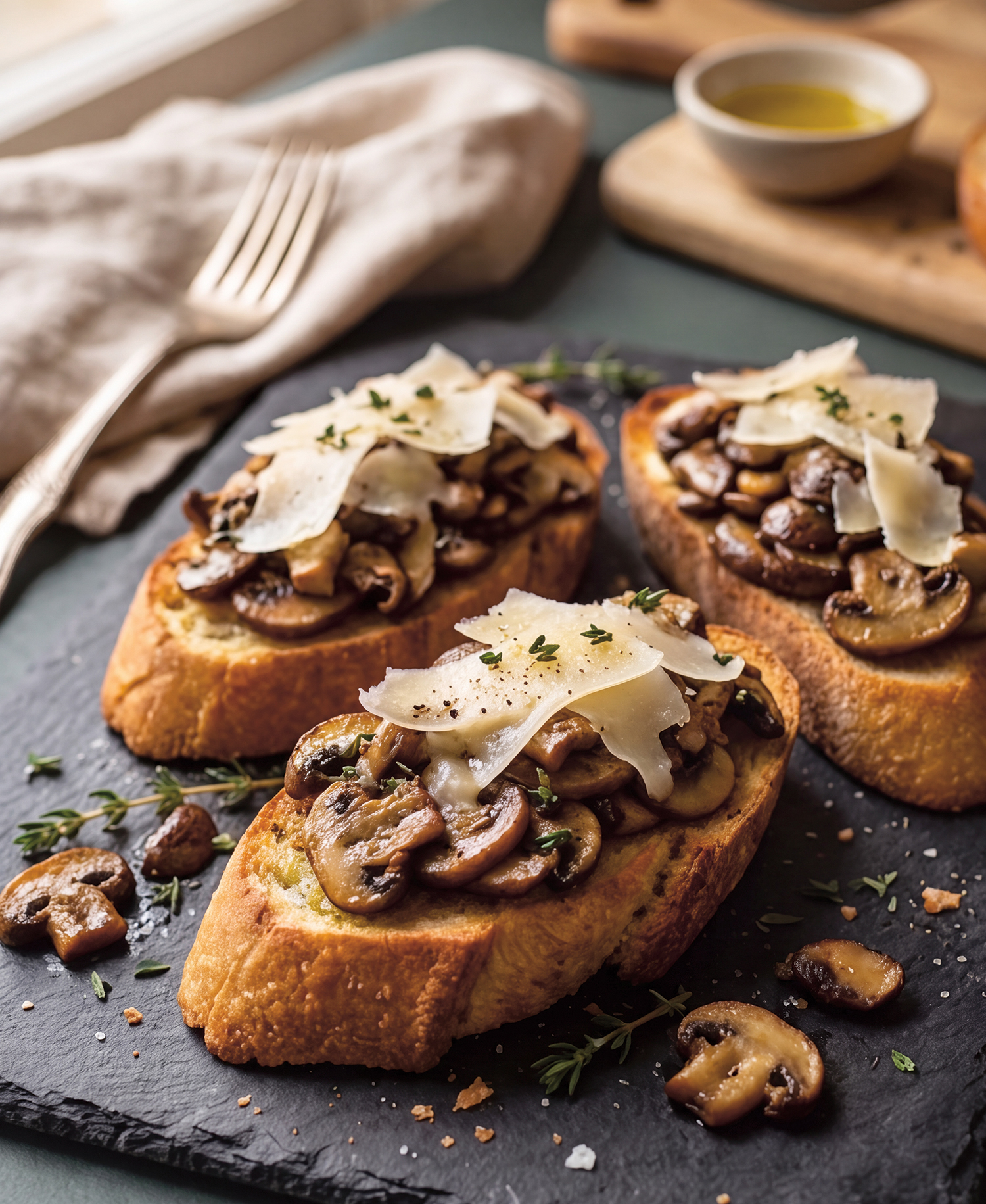 Gombás bruschetta