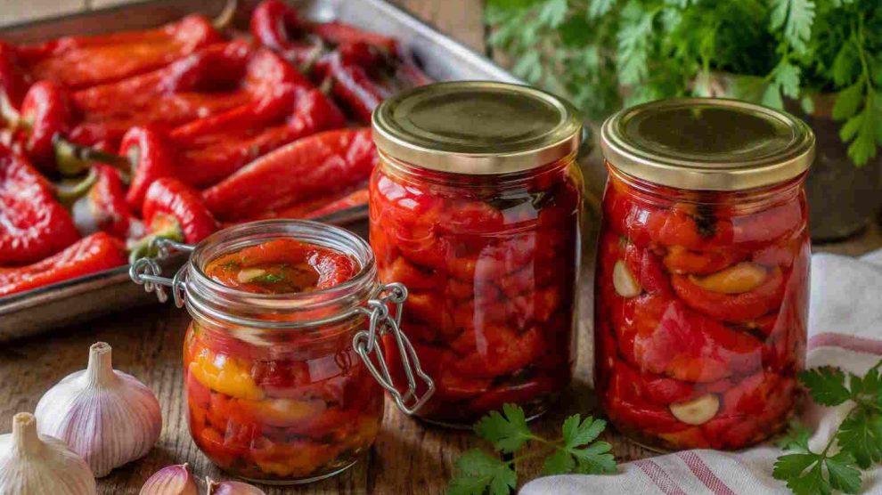 sült paprika elrakva télire