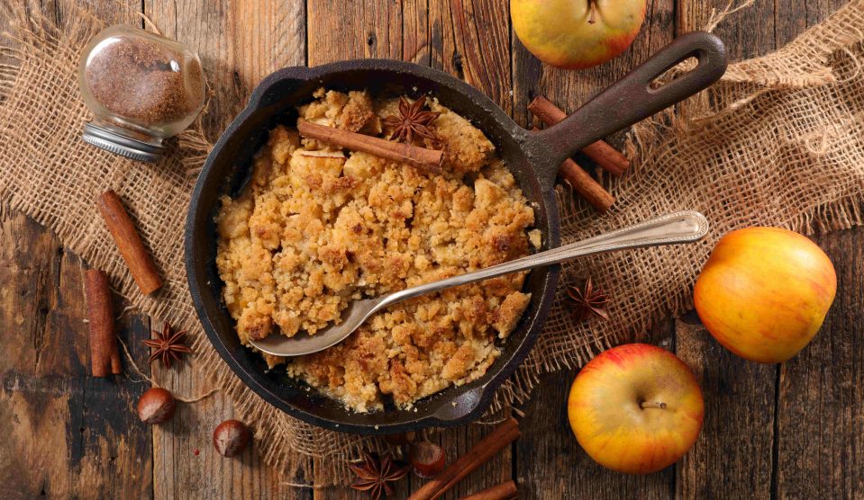 almás crumble a konyhapulton