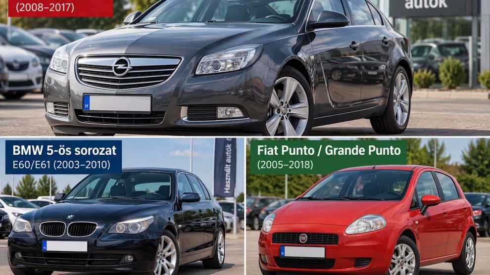 Használtautó-kereskedésben látható az Opel Insignia, a BMW 5-ös sorozat E60/E61 és a Fiat Punto, illetve Grande Punto. A három modell használt autó vásárlásakor fokozott körültekintést igényelhet.