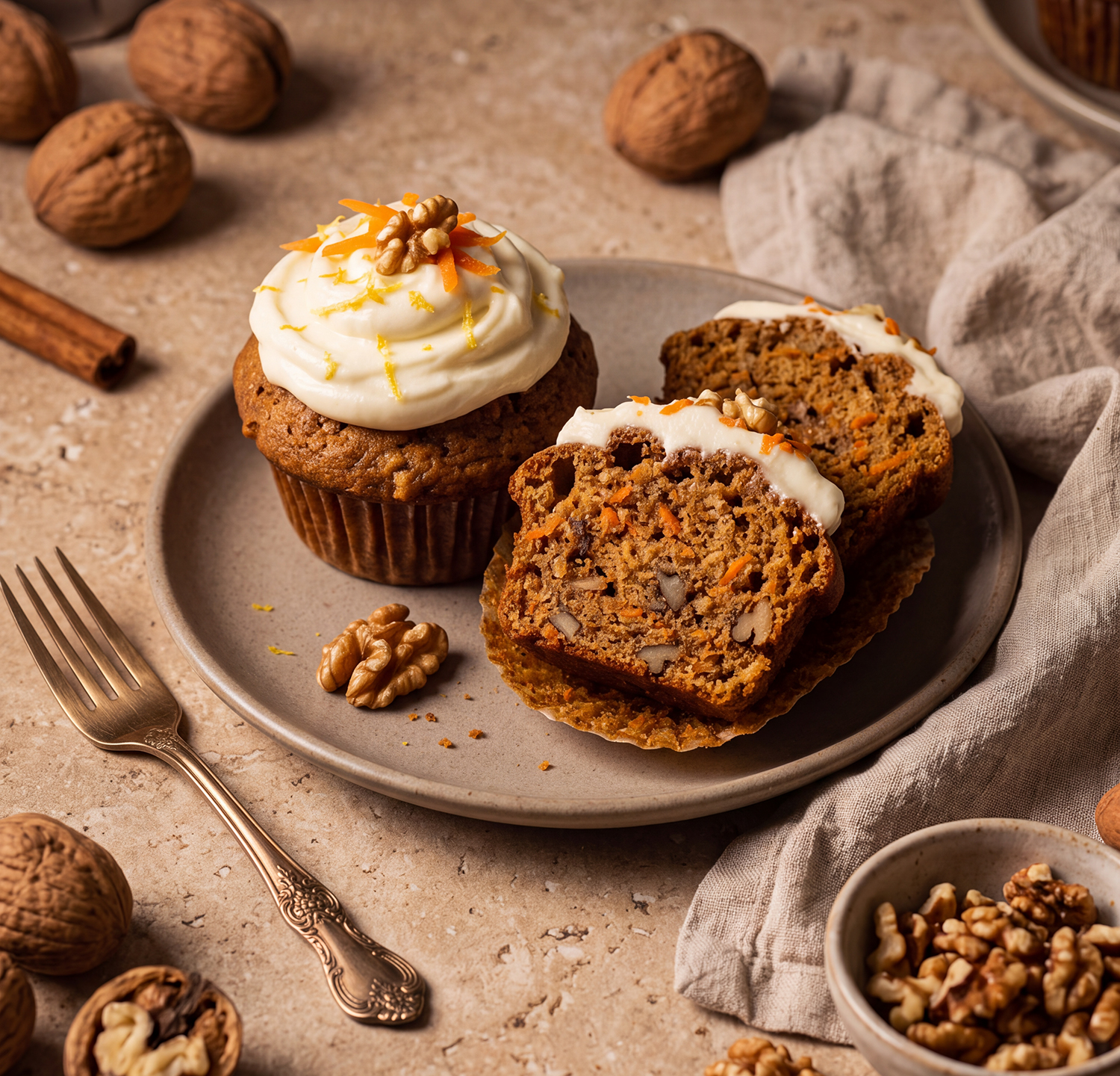 Répás-diós muffin citromos krémmel